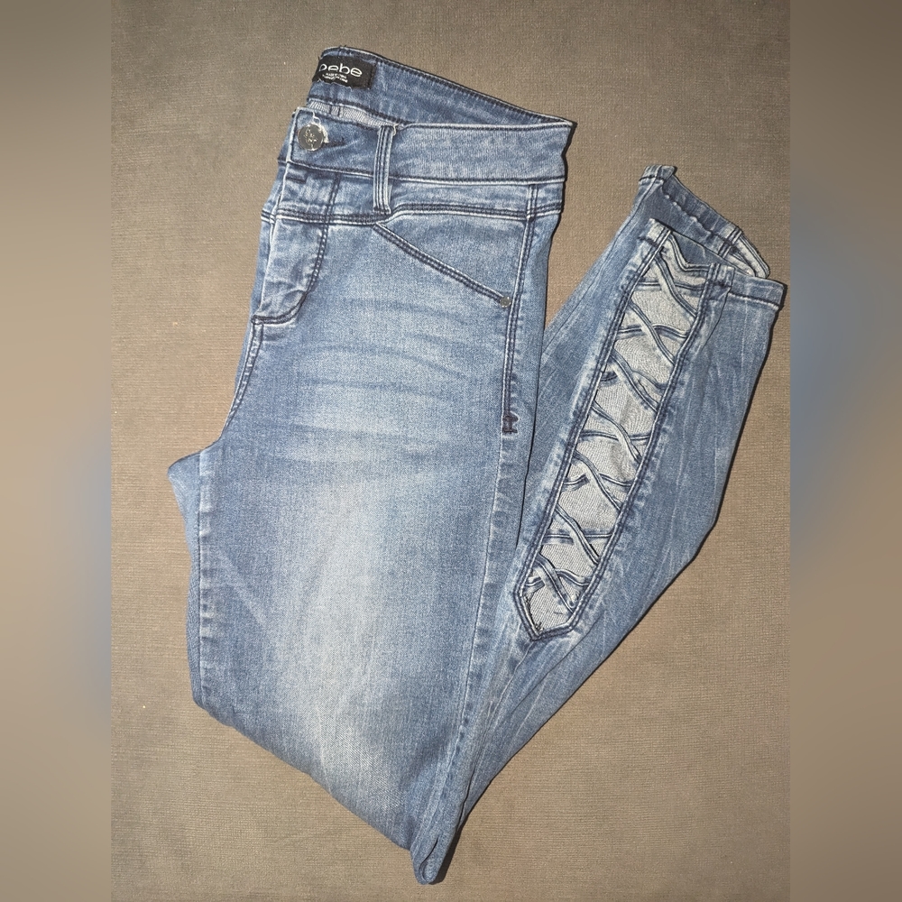 Bebe Side Lace Skinny Jeans